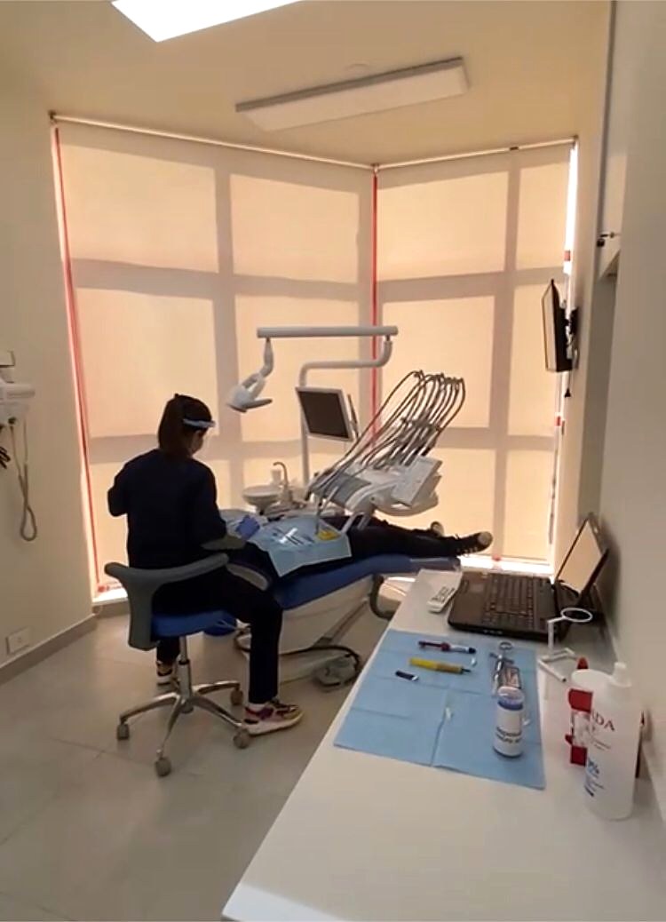 Treatment room with dental chair